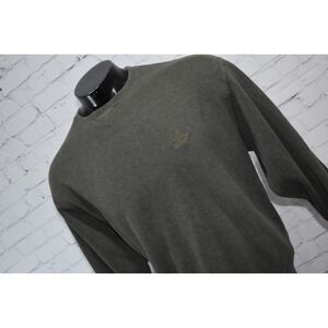 Faconnable Pullover Sweater Mens Medium Green Cotton Ribbed Embroidered Logo